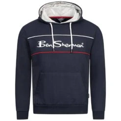 BEN SHERMAN Two Colour Panel Hommes Sweat à Capuche 0067811-MARINE