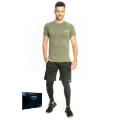 JELEX Sportinator Hommes Ensemble De Fitness 3 Pièces Armée Vert-noir