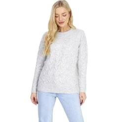 BRAVE SOUL Crew Neck Femmes Pull Tricoté LK-544ORIGINAL GRIS