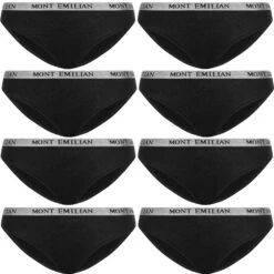 MONT EMILIAN "Grenoble" Femmes Slip Paquet De 8 Noir