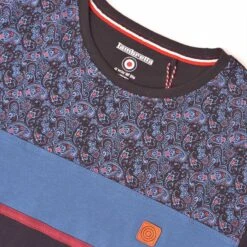 Lambretta Paisley Panel Hommes T-shirt SS0319-MARINE -Sportif Vêtements Magasin SS0319 NAVY 3 1280x1280
