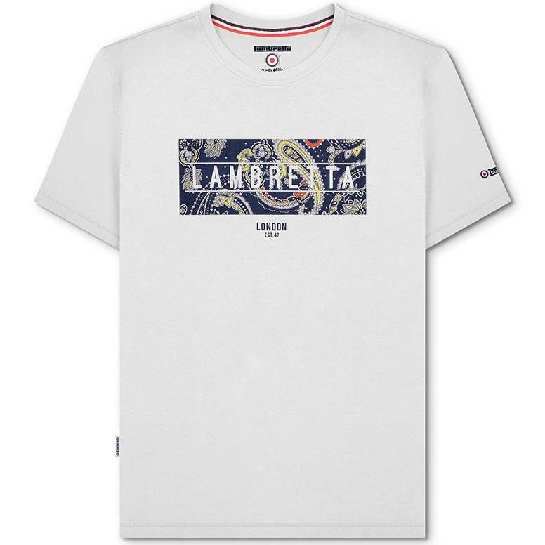 Lambretta Paisley Box Hommes T-shirt SS1015-BLANC 1 Lambretta Paisley Box Hommes T-shirt SS1015-BLANC